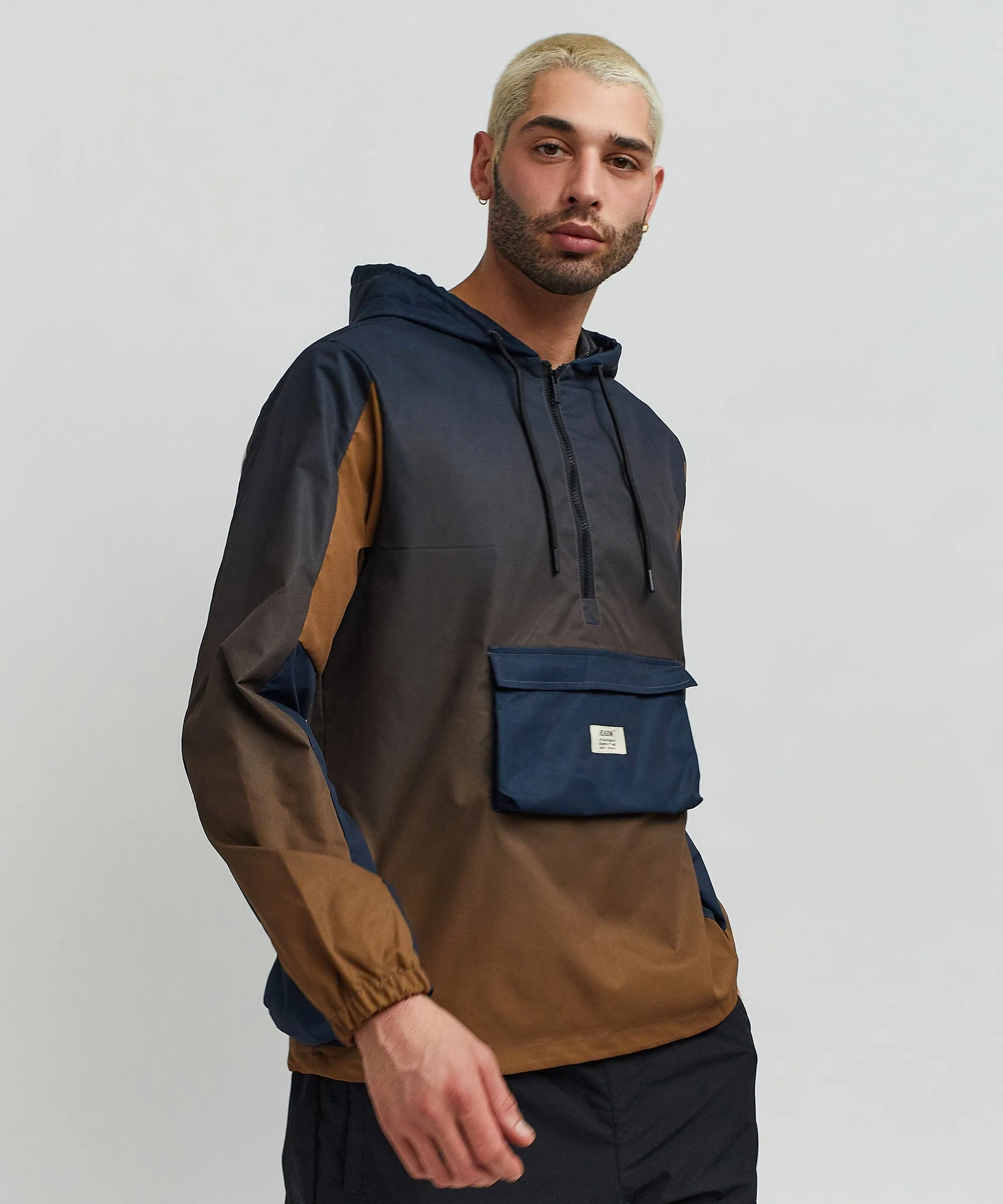 Gradient Nylon Utility Hoodie - Navy