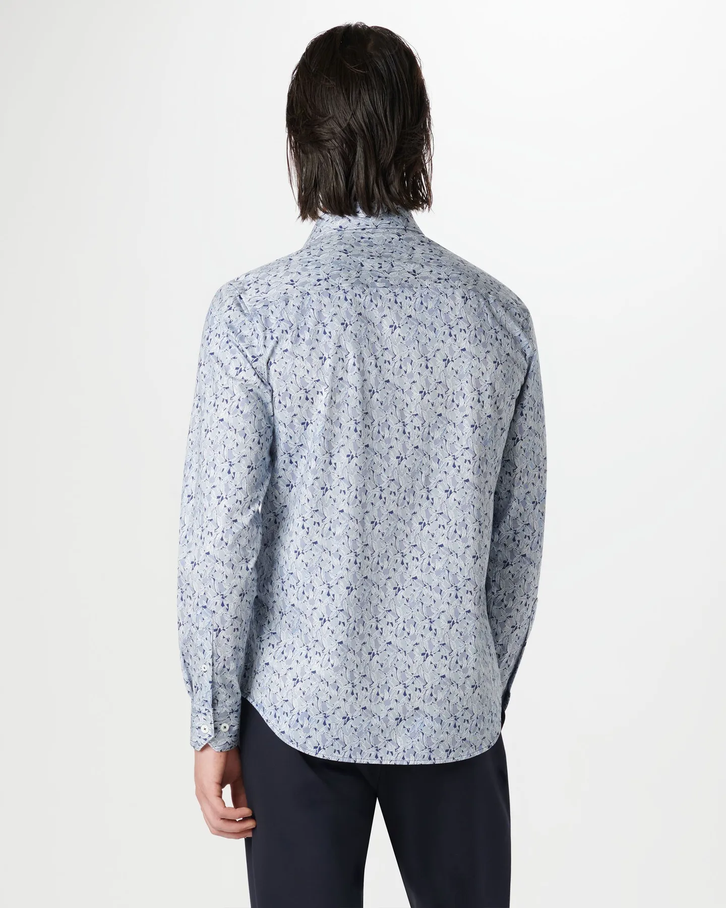 GRAPHIC TROPICAL PRINT 8 WAY STRETCH SHIRT - NAVY