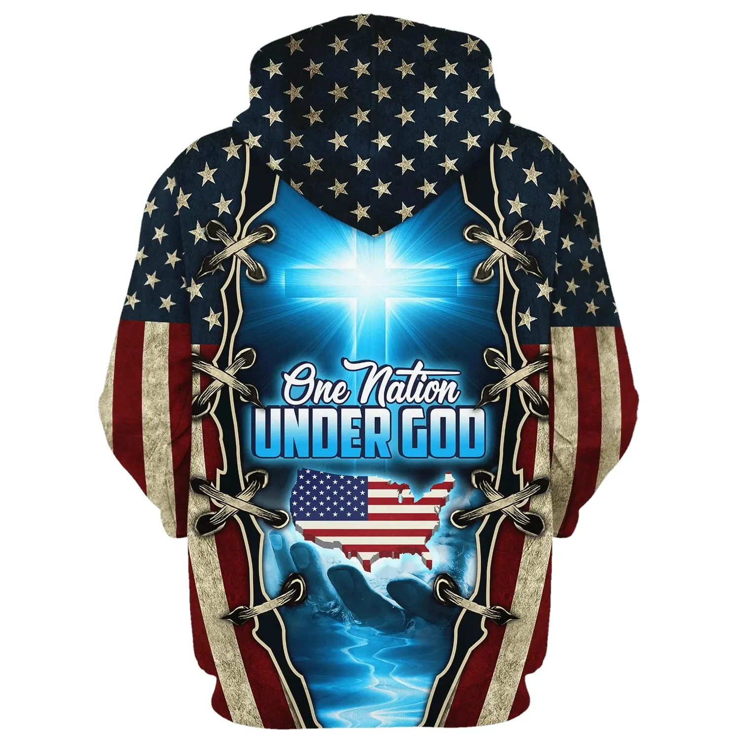 Hand Of God American One Nation Under God Hoodies Men & Women Christian Hoodie 3D Printed Hoodie