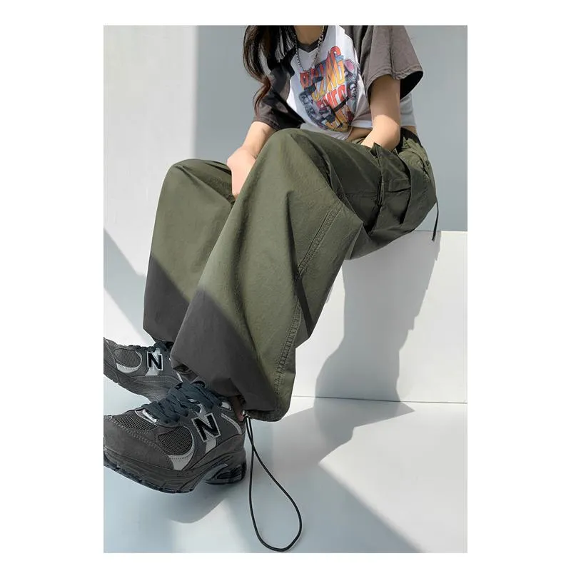 High-Waisted Straight Leg Versatile Wide-Leg Straight Drawstring Casual Pants