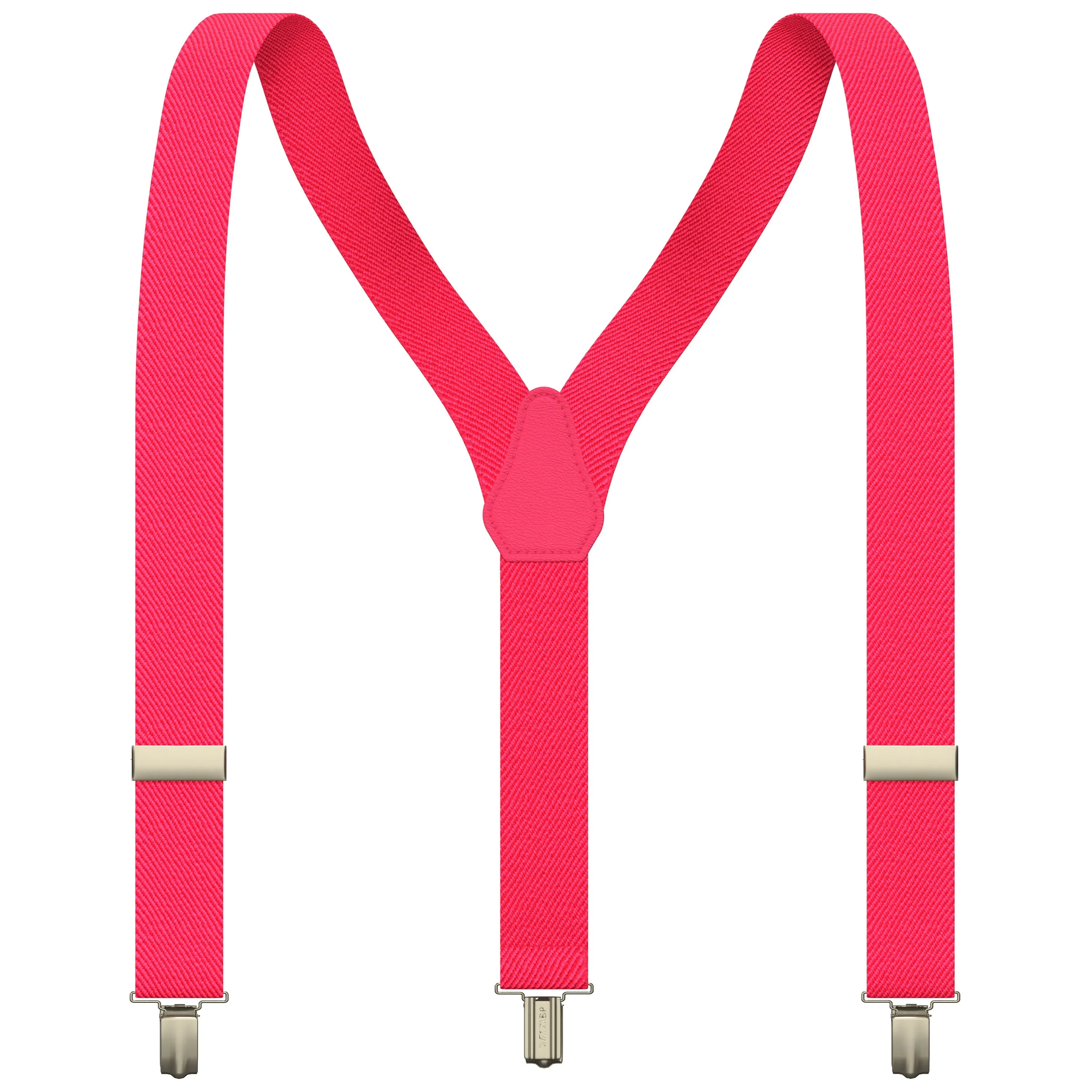 Hot Pink Neon Slim Suspenders for Men & Women Boys & Girls Y-back Shape 1 inch wide