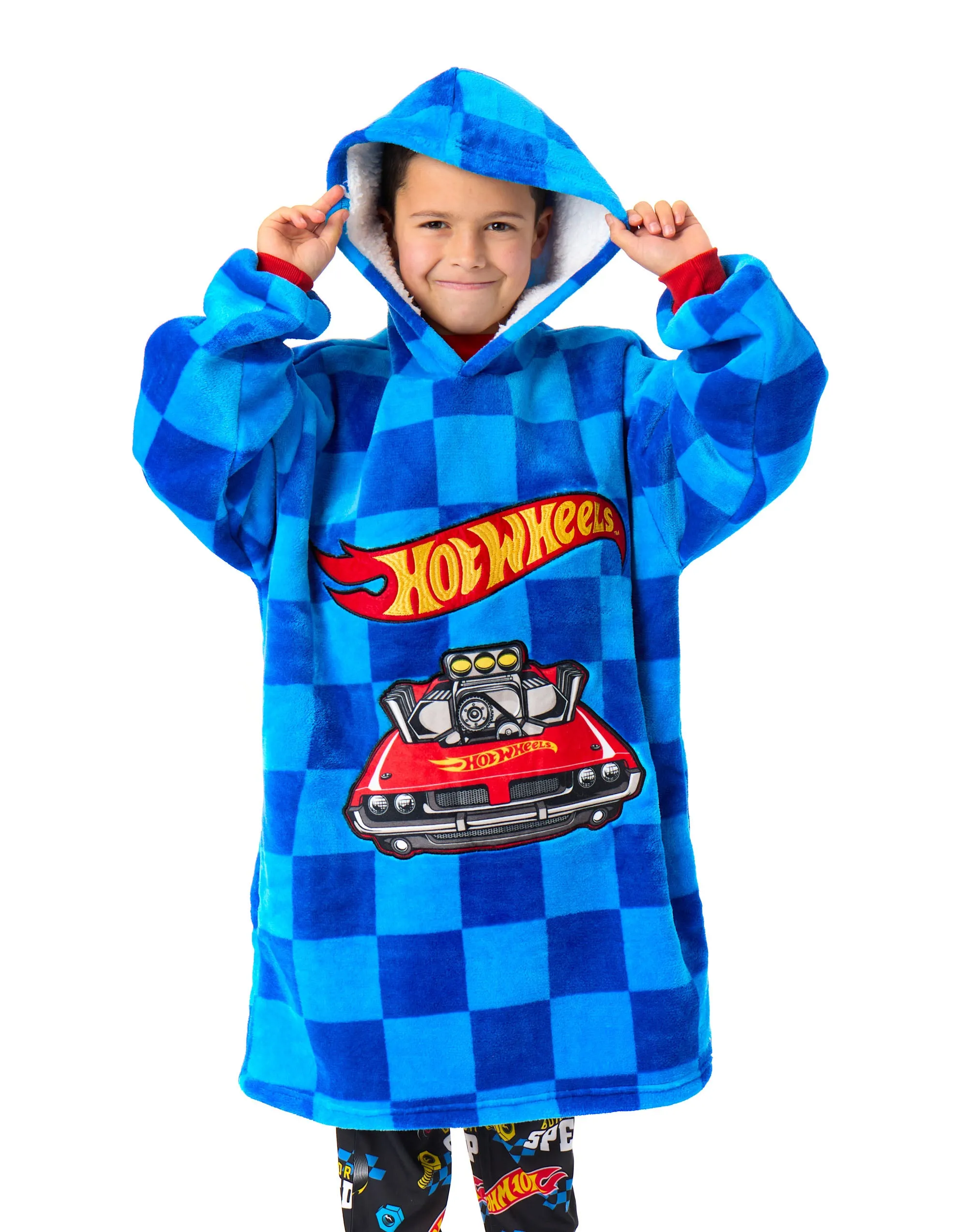 Hot Wheels Car Pocket Boys Blue Blanket Hoodie