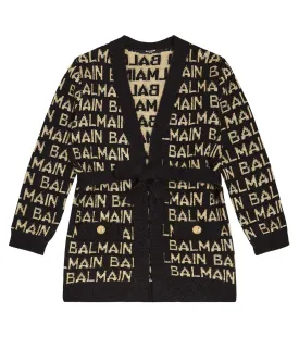 Intarsia cardigan Balmain Kids, black