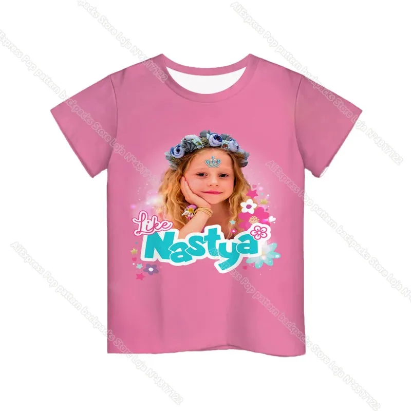 KC - Like Nastya T-Shirt: 3D cartoon design, Harajuku-style for kids, perfect for summer