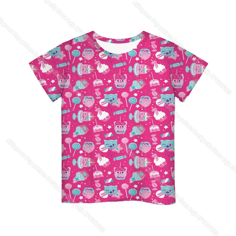 KC - Like Nastya T-Shirt: 3D cartoon design, Harajuku-style for kids, perfect for summer