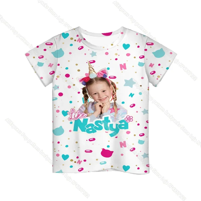 KC - Like Nastya T-Shirt: 3D cartoon design, Harajuku-style for kids, perfect for summer