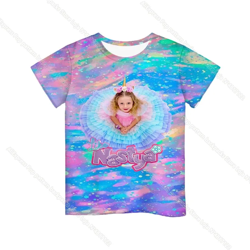 KC - Like Nastya T-Shirt: 3D cartoon design, Harajuku-style for kids, perfect for summer