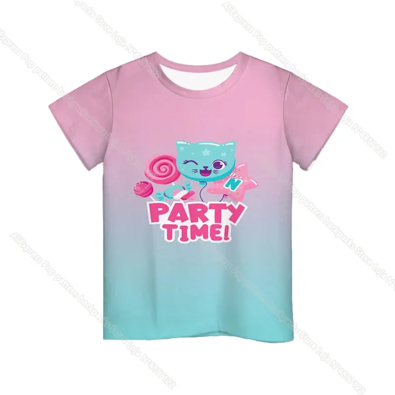 KC - Like Nastya T-Shirt: 3D cartoon design, Harajuku-style for kids, perfect for summer