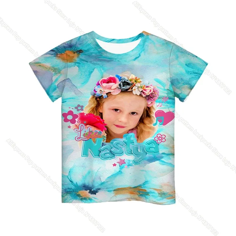 KC - Like Nastya T-Shirt: 3D cartoon design, Harajuku-style for kids, perfect for summer