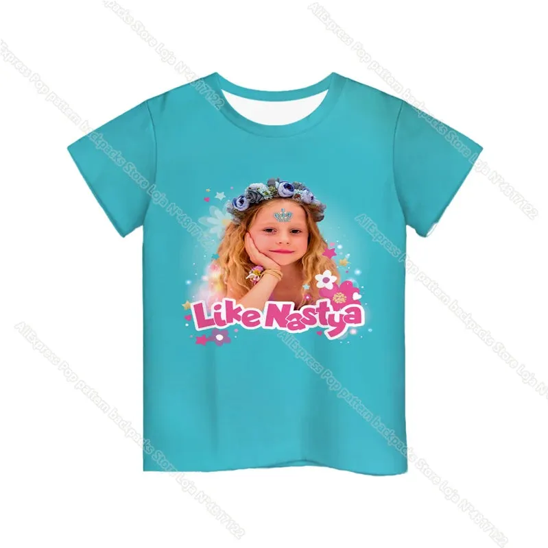 KC - Like Nastya T-Shirt: 3D cartoon design, Harajuku-style for kids, perfect for summer