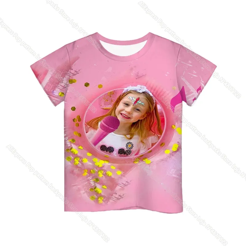 KC - Like Nastya T-Shirt: 3D cartoon design, Harajuku-style for kids, perfect for summer