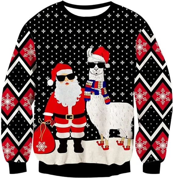 Lama Men Ugly Christmas Sweater Funny Xmas Holiday Party Women Knitted Pullover Tops