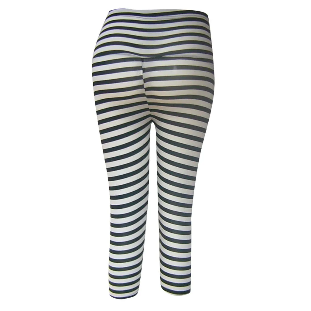 Leggings Maternity pants Clothes For Pregnant Women Pregnant Women Maternity Seven-quarter Stripe Print Casual High Waist Pants