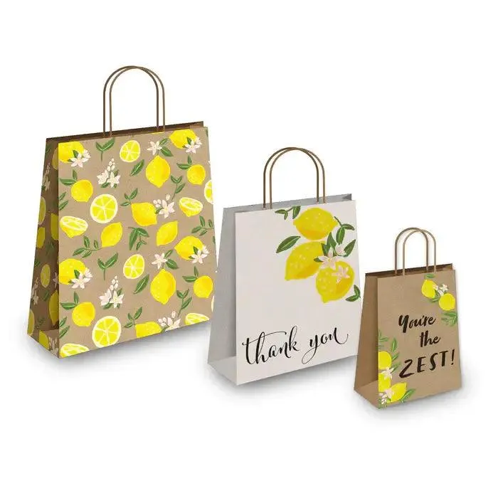 Lemons Kraft Gift Bags Mixed Size Set