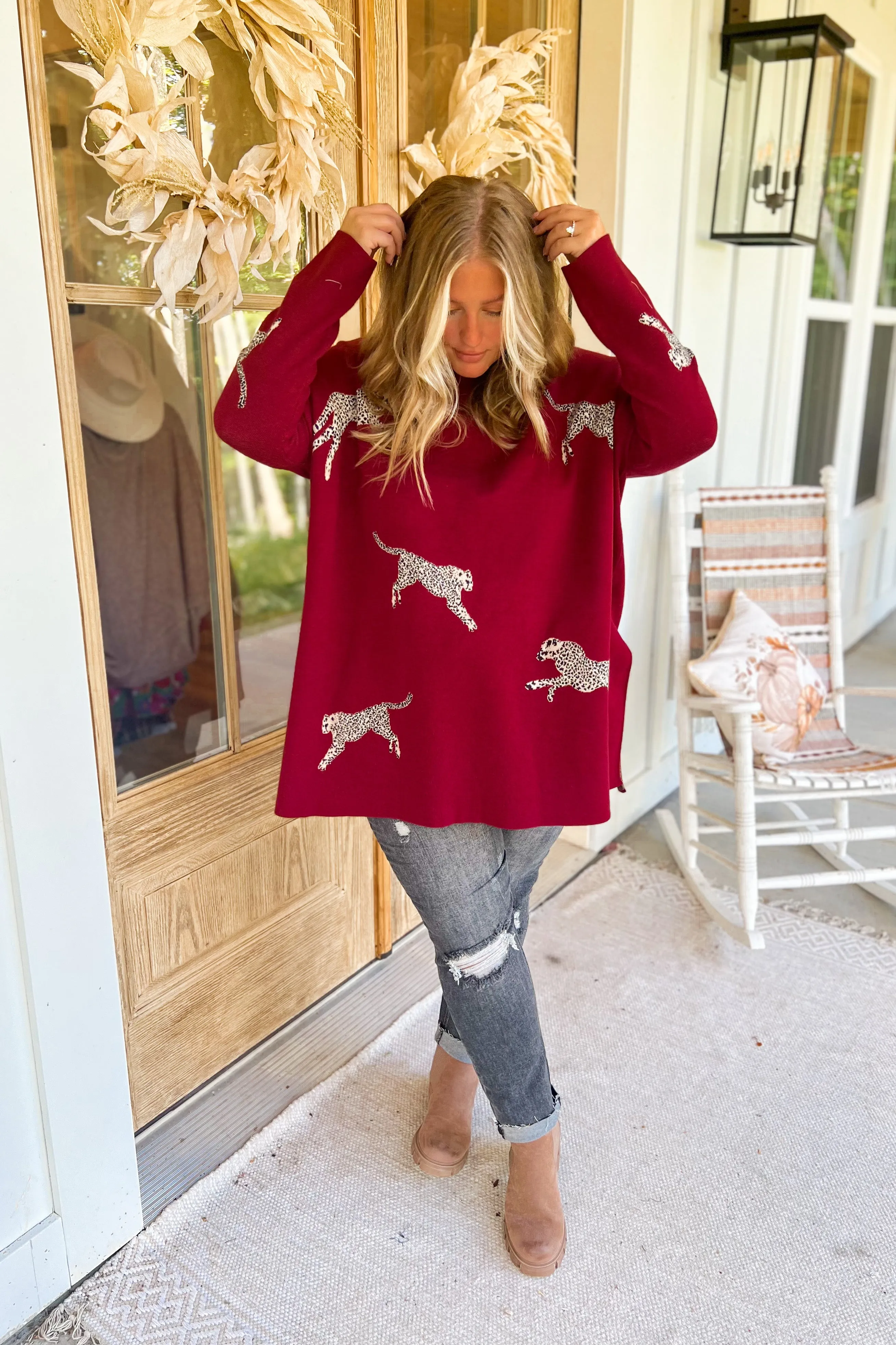 Lola Mock Neck Oversized Long Sleeve Animal Print Sweater  *FINAL SALE*