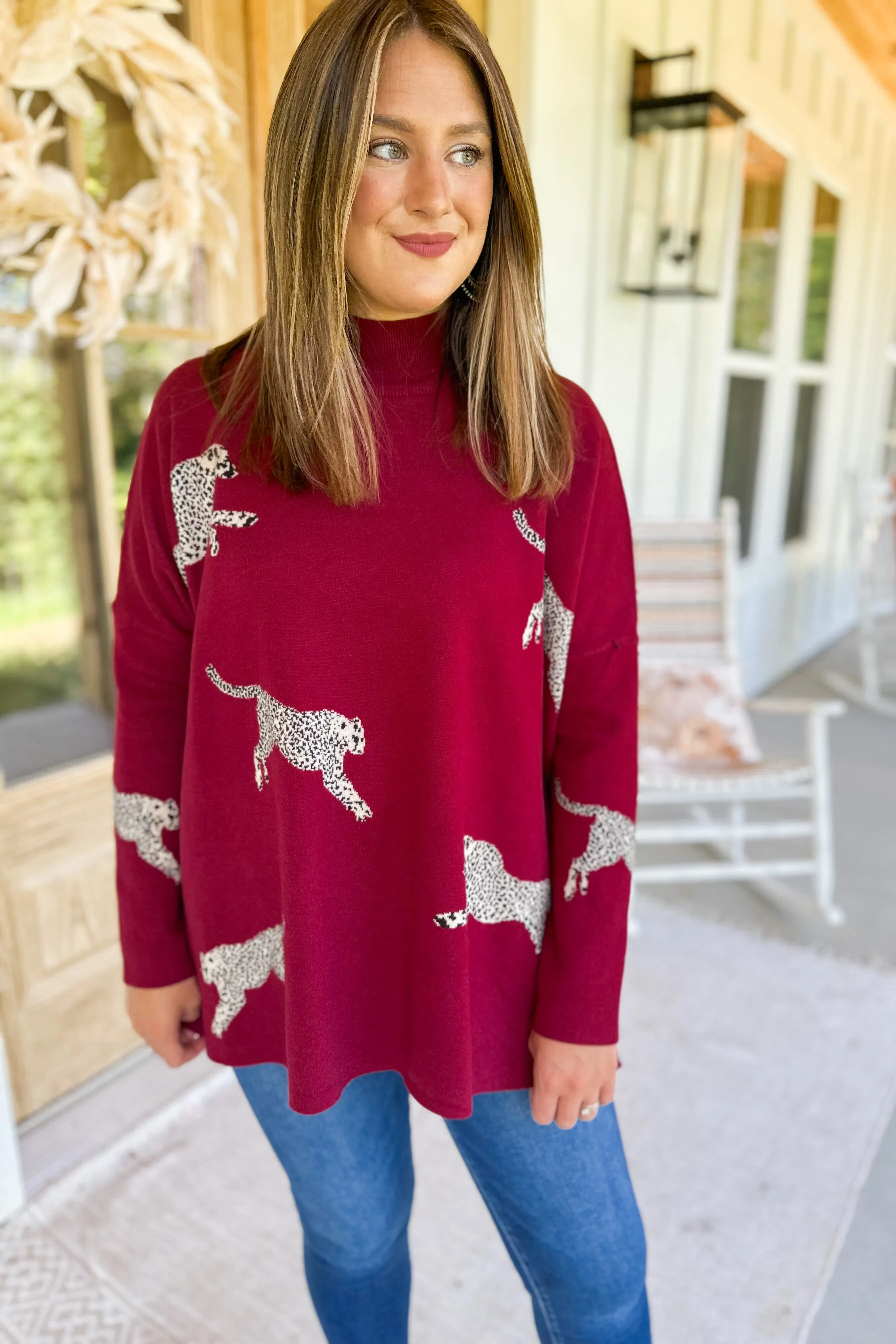 Lola Mock Neck Oversized Long Sleeve Animal Print Sweater  *FINAL SALE*