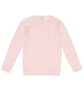 Loro Piana Kids down cashmere sweater with cables, pink