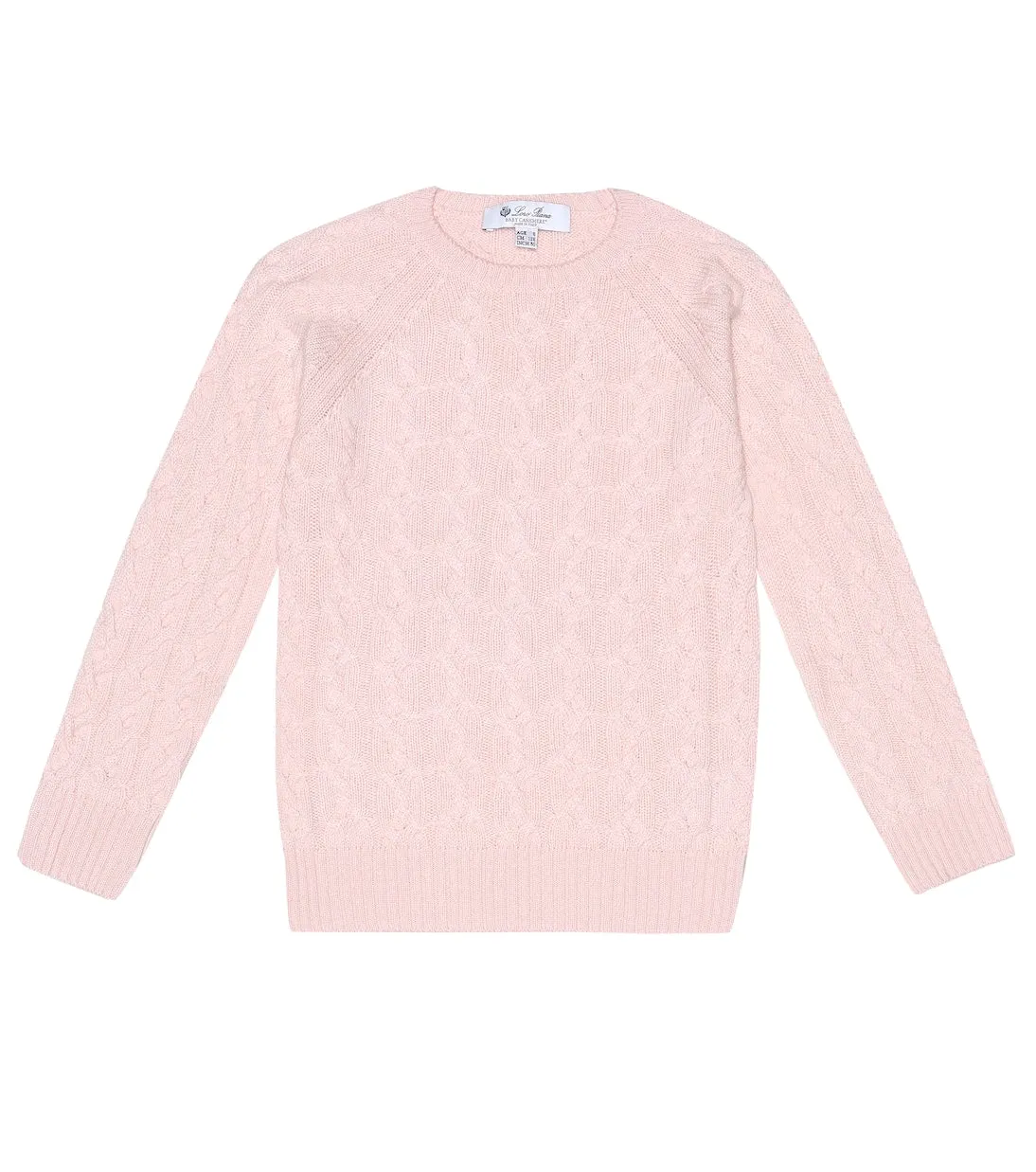 Loro Piana Kids down cashmere sweater with cables, pink