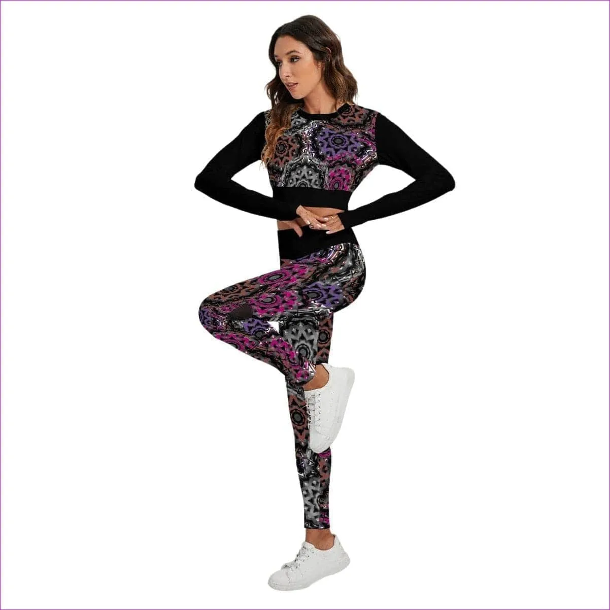 Mandala Graffiti Womens Sport Set With Backless Top And Leggings