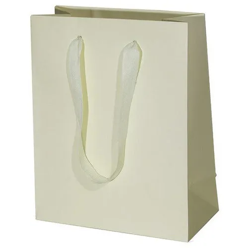 Manhattan Twill Handle Shopping Bags-Ivory - 10.0 x 5.0 x 13.0