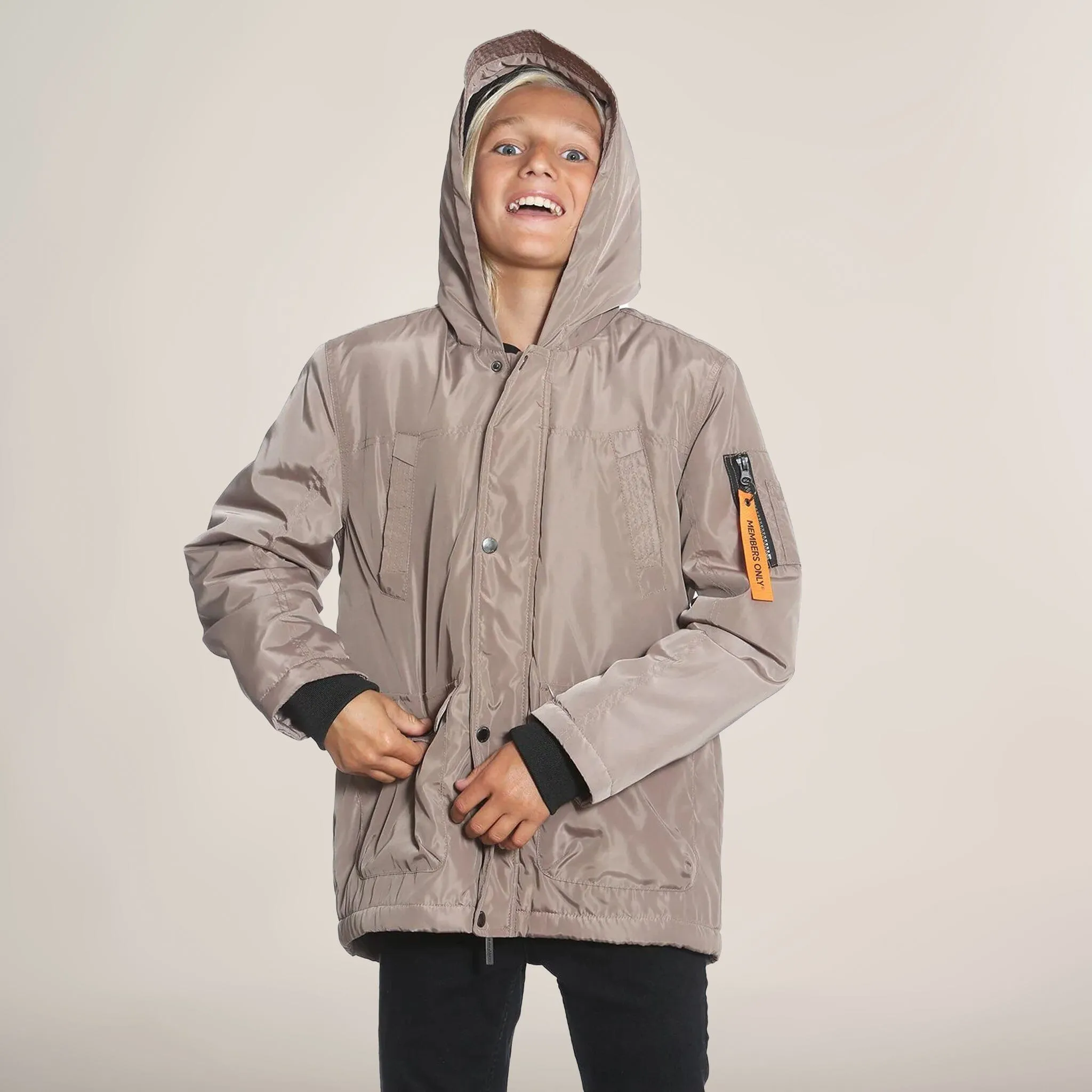 Members Only Boy's Satin Mid Weight Anorak Jacket