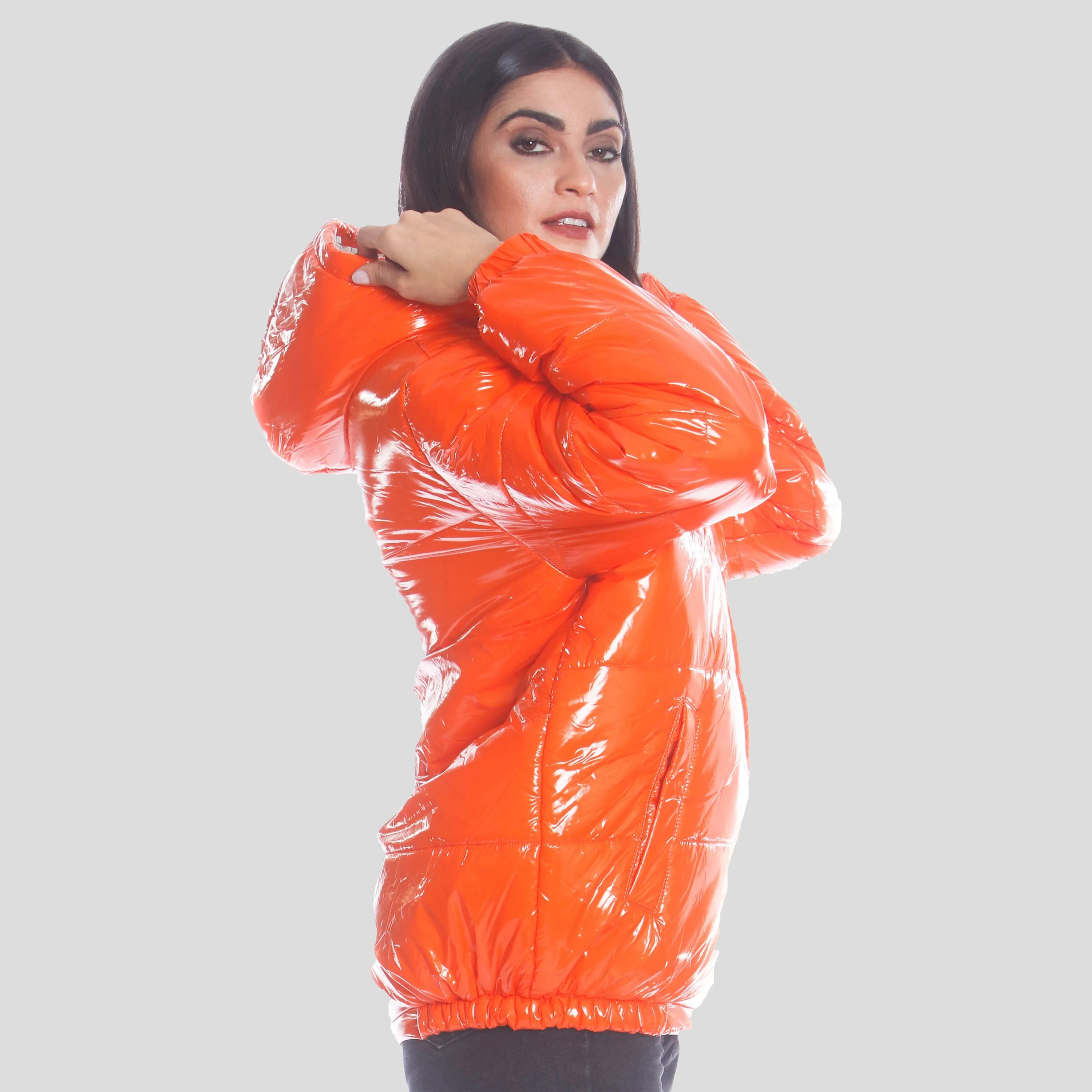 Members Only Women's Nickelodeon Shiny Collab Puffer Oversized Jacket