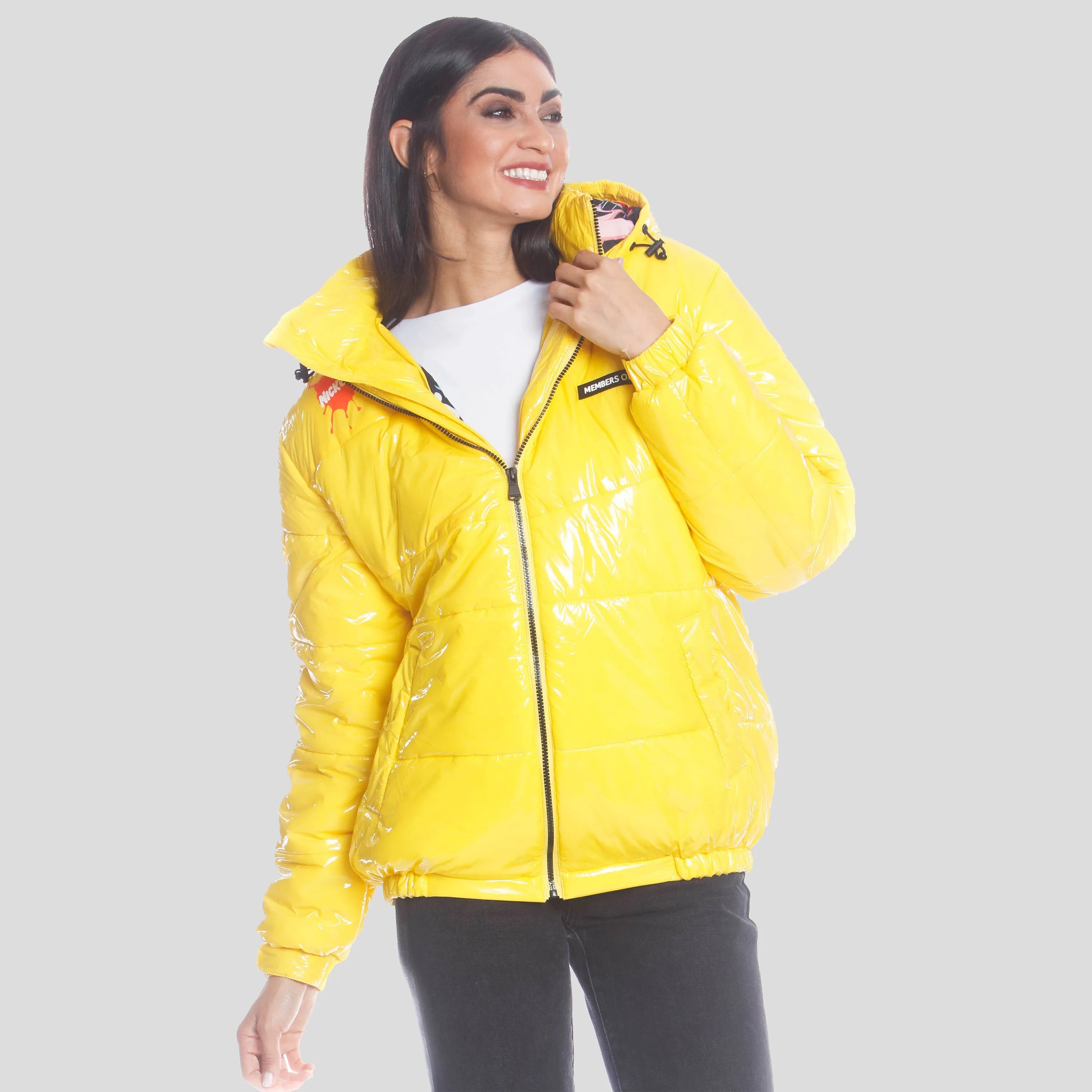 Members Only Women's Nickelodeon Shiny Collab Puffer Oversized Jacket