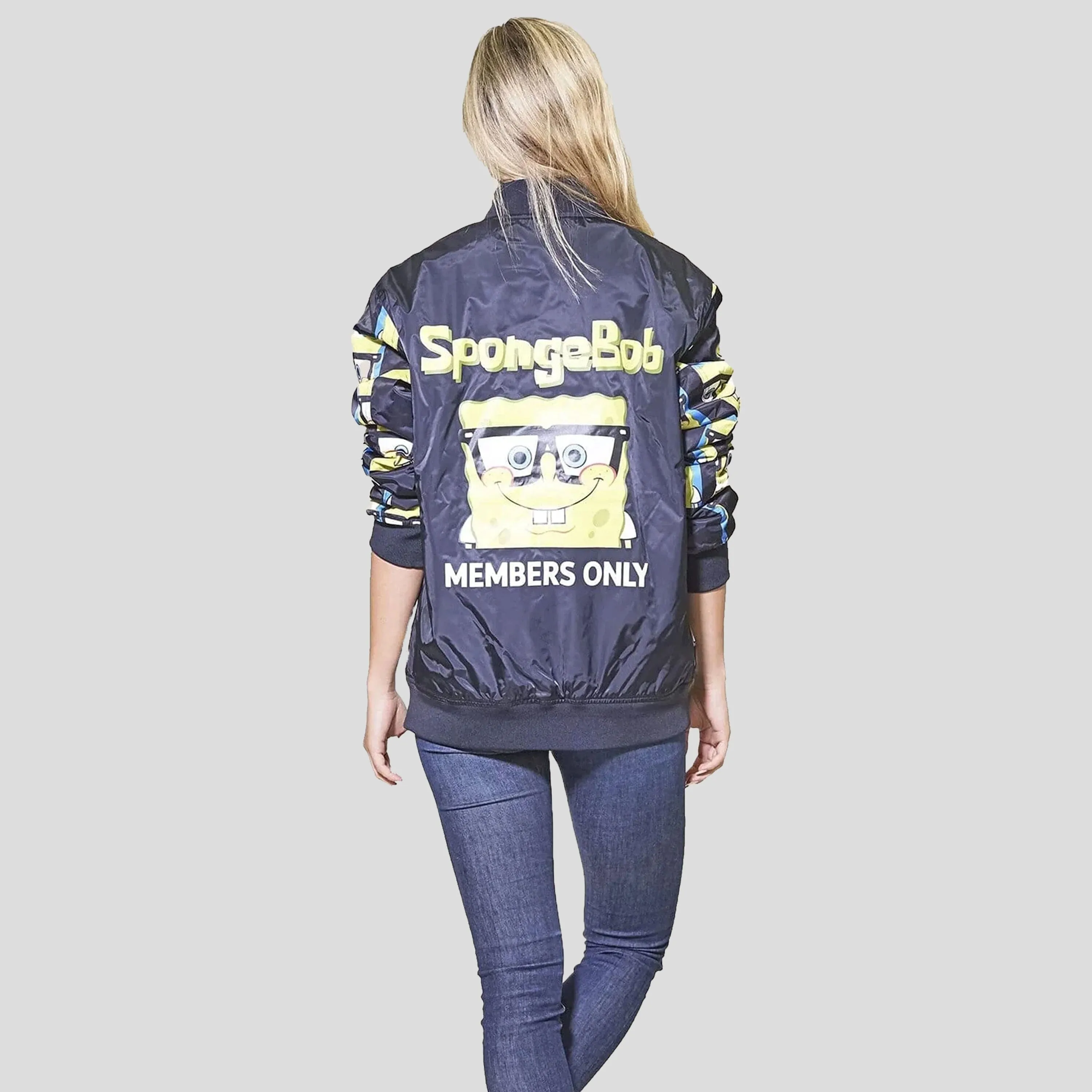 Members Only Women's Nickelodeon SpongeBob Bomber Oversized Jacket