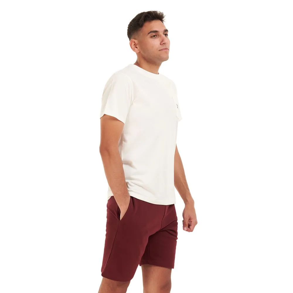 Men summer pajama set off-white t-shirt  dark red shorts