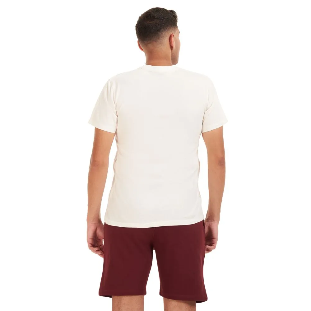 Men summer pajama set off-white t-shirt  dark red shorts