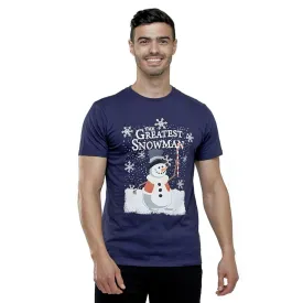 Mens Christmas T-Shirt Greatest Snowman Navy Xmas Party Tee