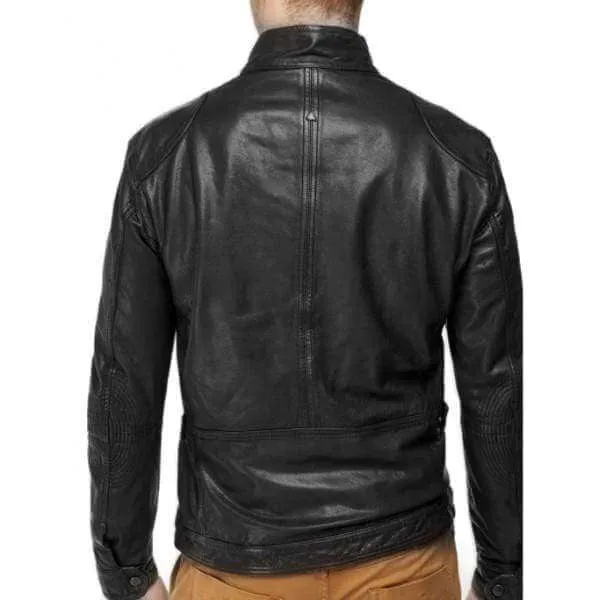 Men's Slim Fit Style motorbike vintage leather Black jacket