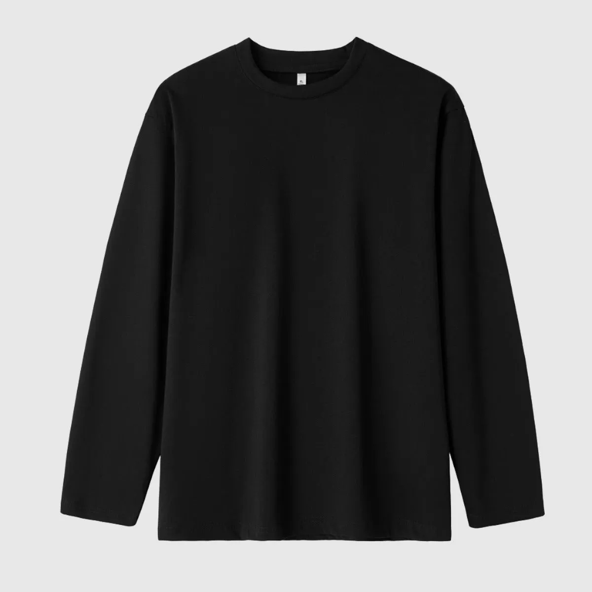 Men's Solid Color Loose Fit Round Neck Long Sleeved Top