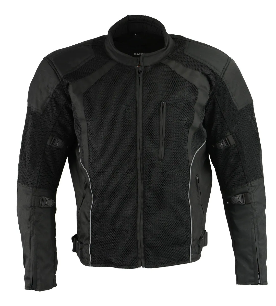 Milwaukee Leather MPM1793 Black Armored Mesh Motorcycle Jacket for Men - All Season Biker Jacket