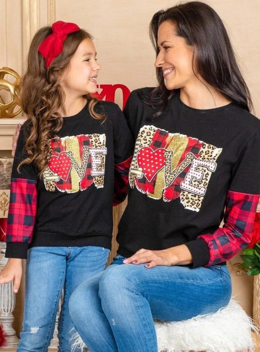 Mommy And Me Love You Lots Mixed Print Top