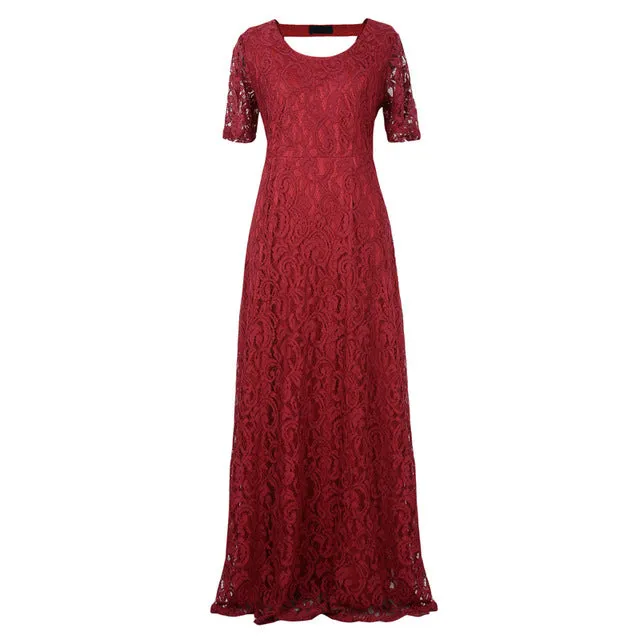 Nemidor Hot Sales Women Elegant Lace Party Dress Plus Size 7XL 8XL 9XL Short Sleeve Floor Length Summer Casual Long Maxi Dress