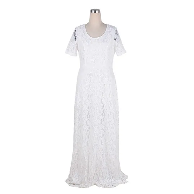 Nemidor Hot Sales Women Elegant Lace Party Dress Plus Size 7XL 8XL 9XL Short Sleeve Floor Length Summer Casual Long Maxi Dress