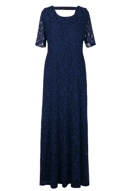 Nemidor Hot Sales Women Elegant Lace Party Dress Plus Size 7XL 8XL 9XL Short Sleeve Floor Length Summer Casual Long Maxi Dress