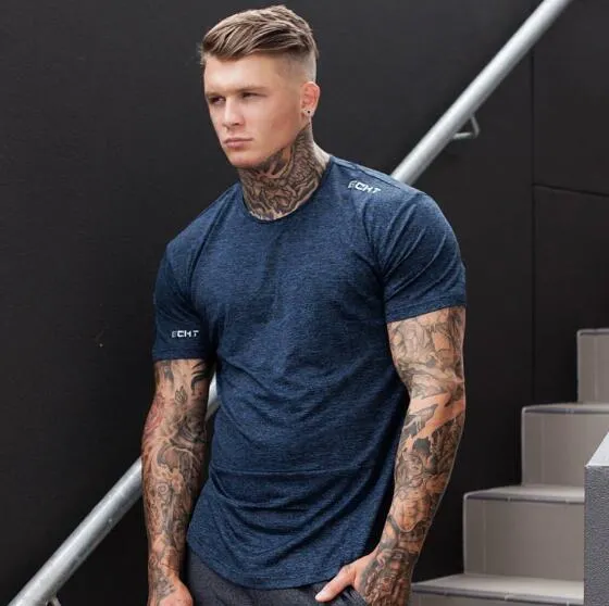 NEW Brand gyms t shirt Fitness Bodybuilding Crossfit Slim fit Cotton Shirts Short Sleeve workout Men fashion Tees Tops clothing