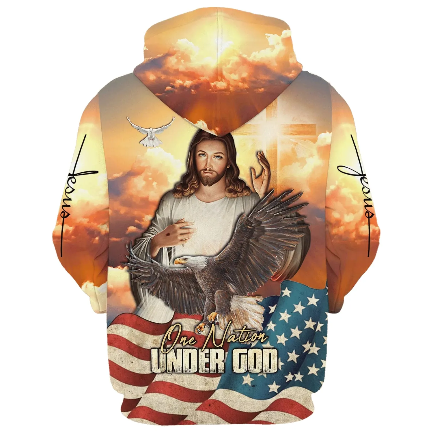 One Nation under God Jesus Eagle Cross Hoodies Jesus Hoodie Men & Women Christian Hoodie 3D Printed Hoodie