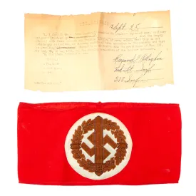 Original German WWII Documented USGI Bring Back SA Wehrmannschaft Armband with Paper RZM Tag - RZM A4/308