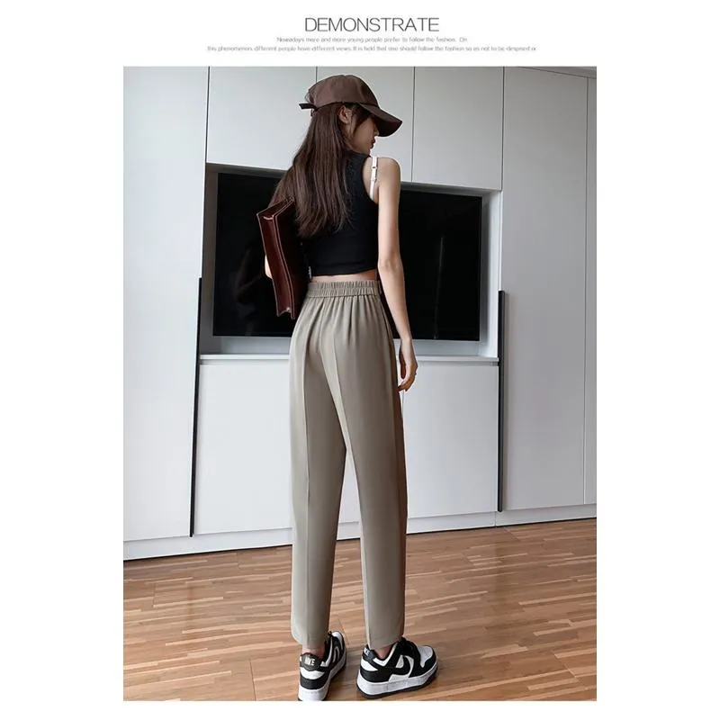 Petite Versatile Draping High-Waisted Slim-Fit Pants