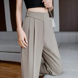 Petite Versatile Draping High-Waisted Slim-Fit Pants