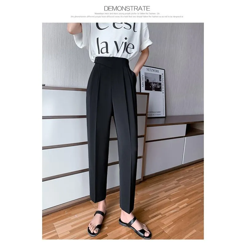 Petite Versatile Draping High-Waisted Slim-Fit Pants