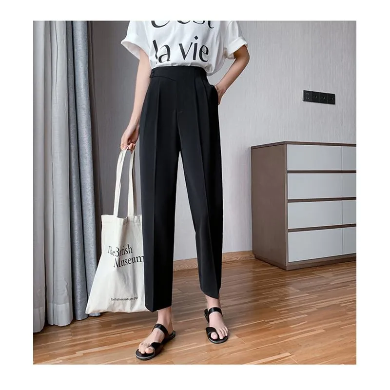 Petite Versatile Draping High-Waisted Slim-Fit Pants