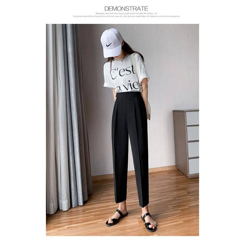 Petite Versatile Draping High-Waisted Slim-Fit Pants