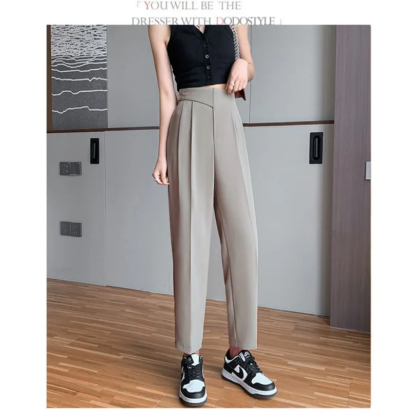 Petite Versatile Draping High-Waisted Slim-Fit Pants