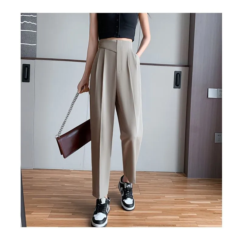 Petite Versatile Draping High-Waisted Slim-Fit Pants