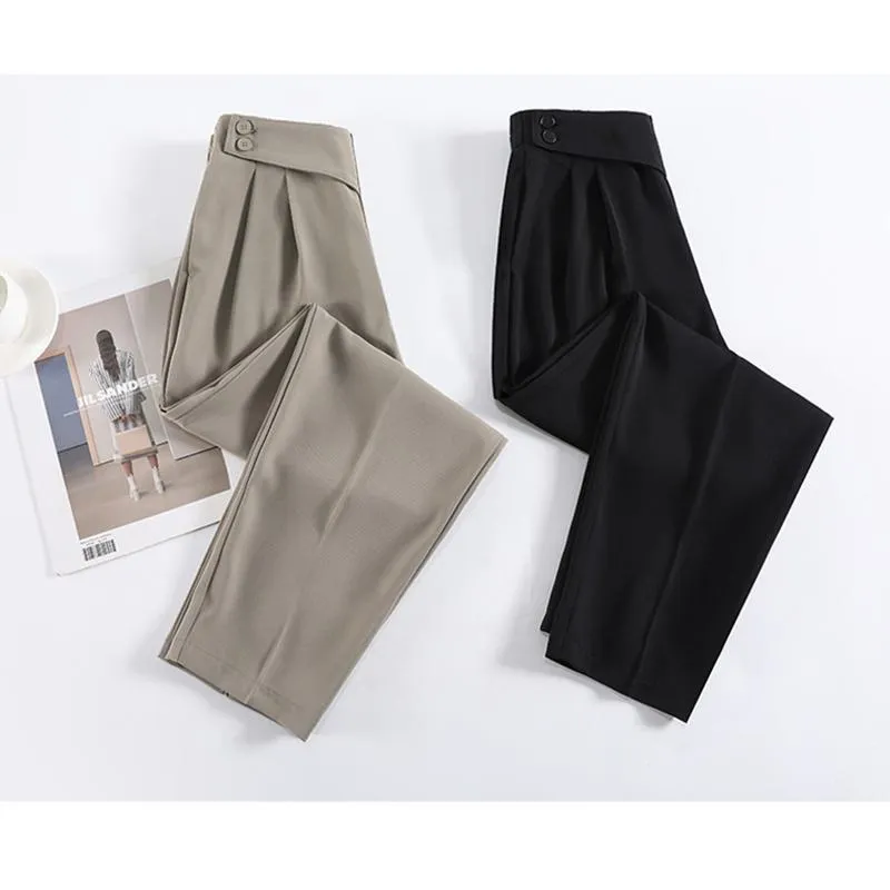 Petite Versatile Draping High-Waisted Slim-Fit Pants