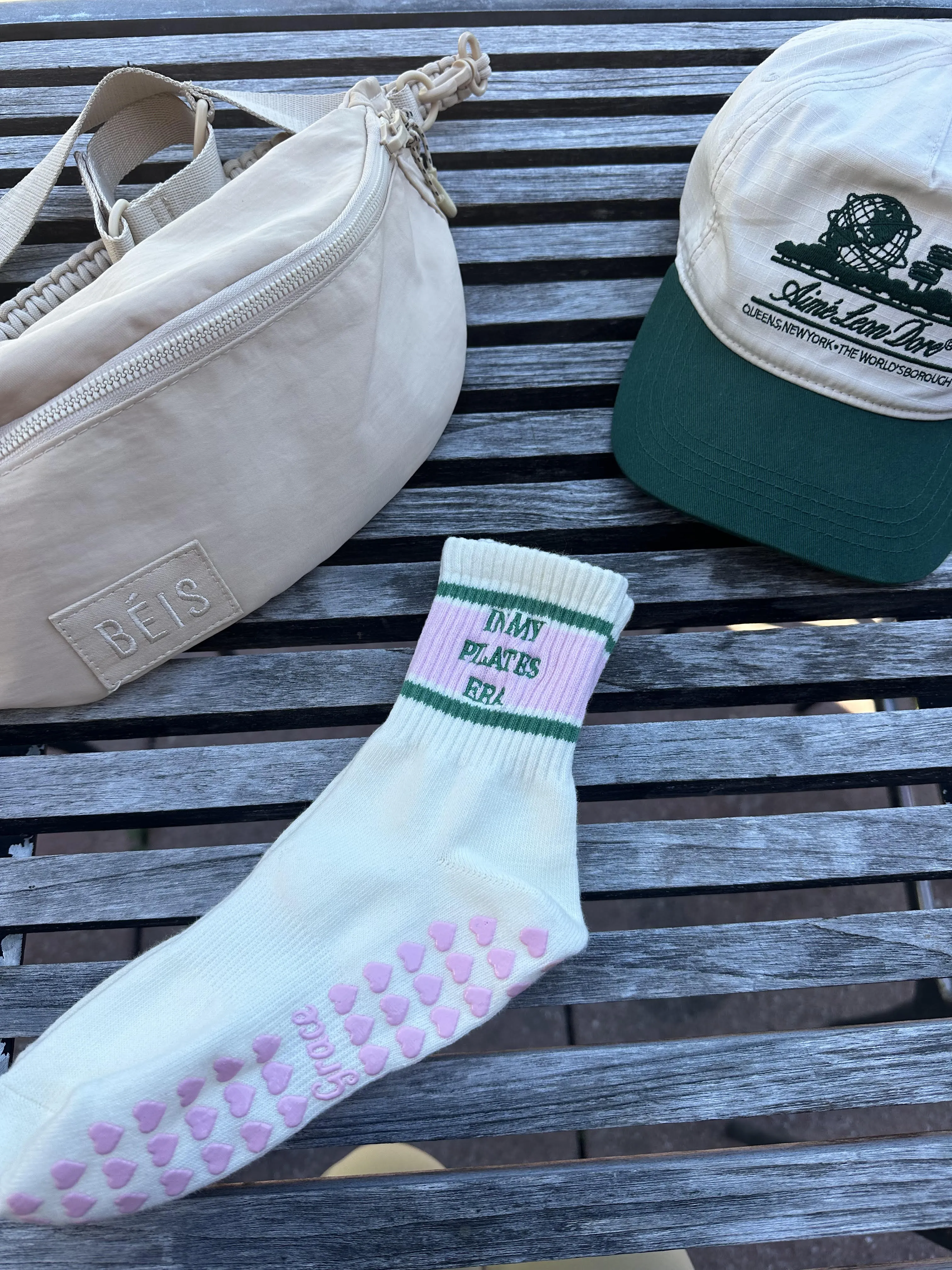 Pink & Green "in my Pilates era" grip socks